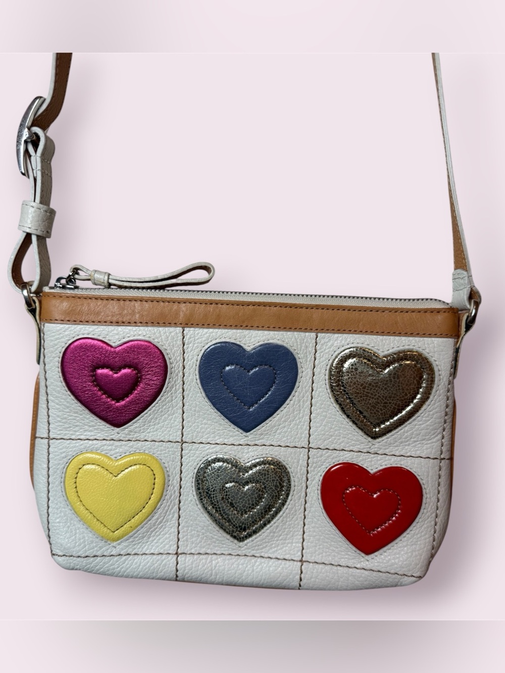 Vintage Brighton Valentine Special Edition Multicolor Heart Leather Crossbody
